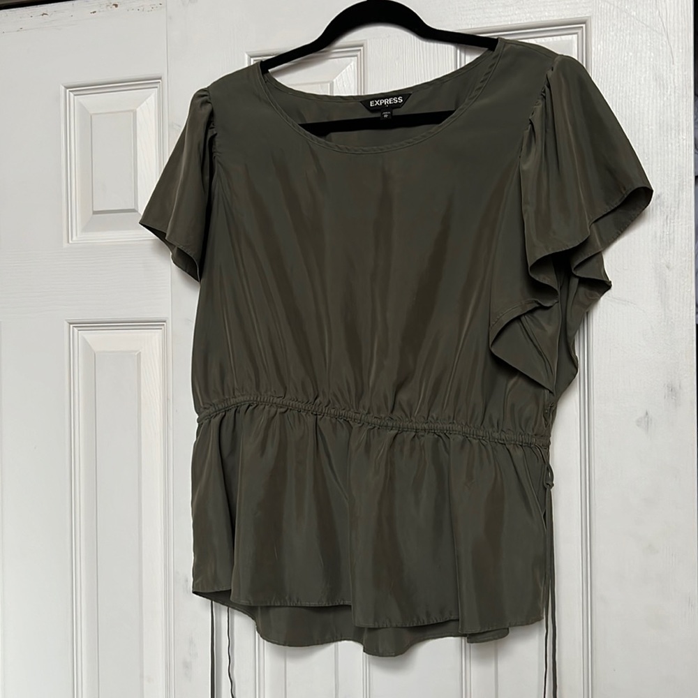Olive green peplum top